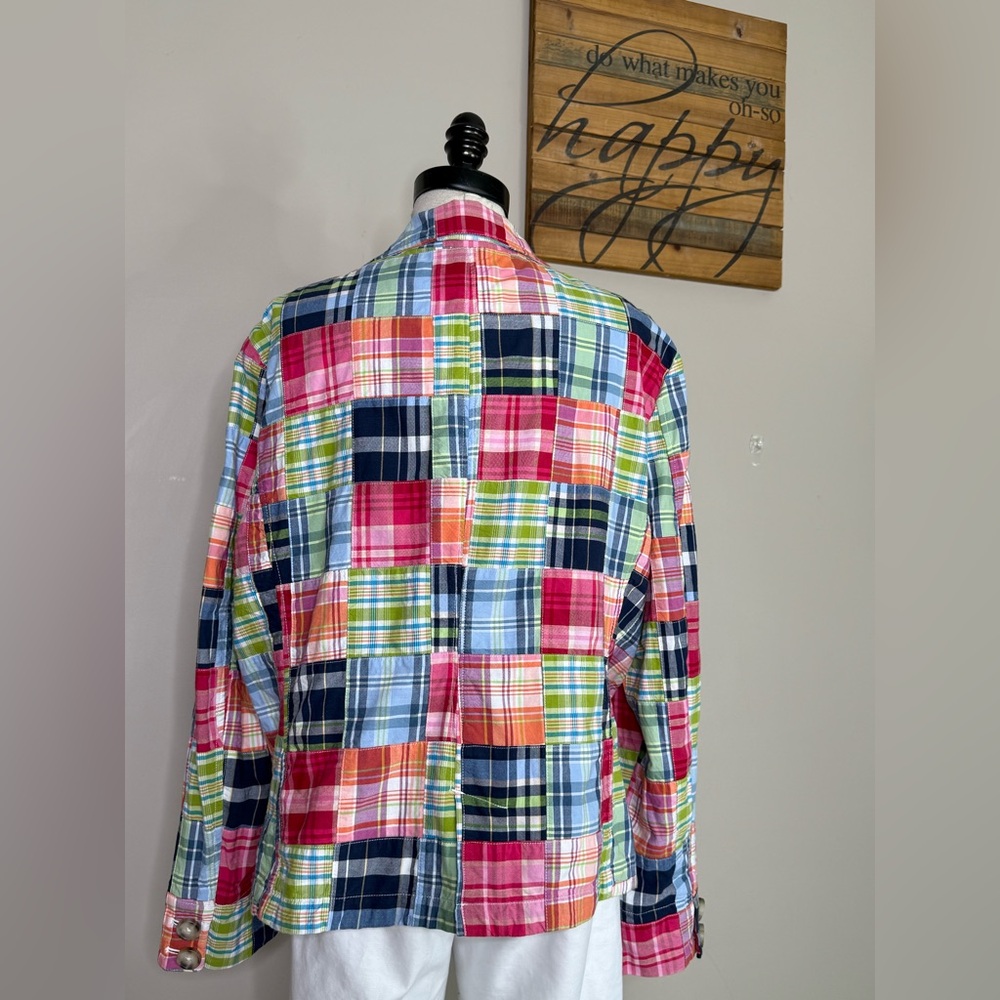 Patchwork Cottage Plaid Colorful Jacket Button Closure Women's 12 - 14 - Picture 2 of 16